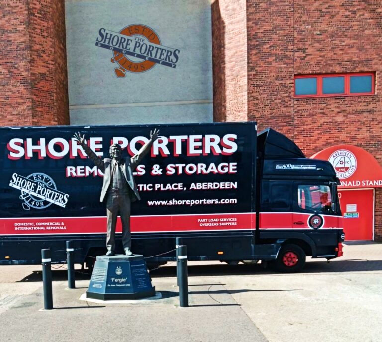 Shore Porters removal van outside Pittodrie Stadium