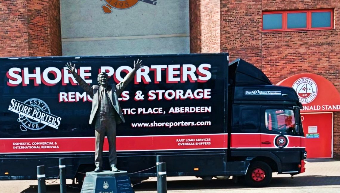 Shore Porters removal van outside Pittodrie Stadium